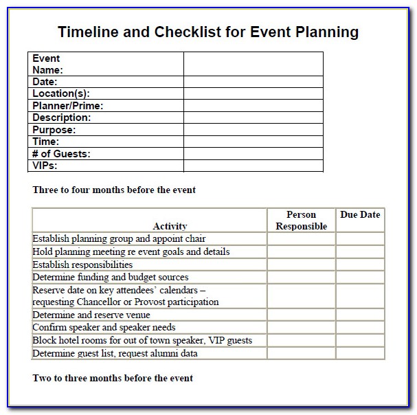Event Planner Checklist Free Template