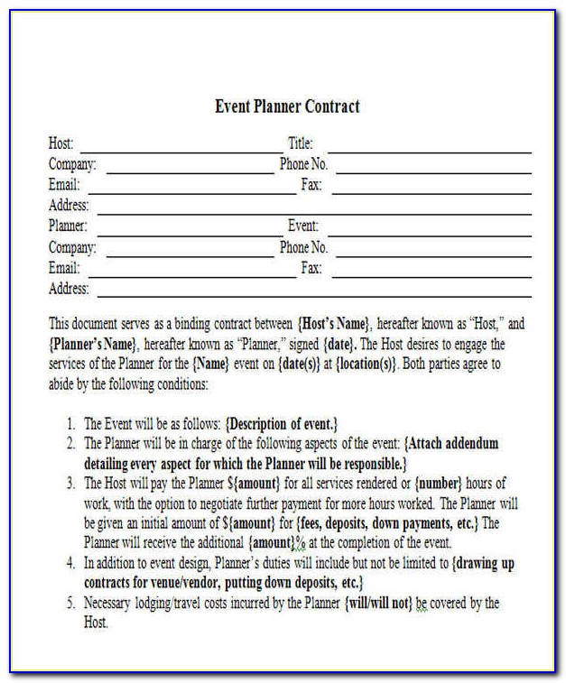 Event Planner Contract Template Free Download