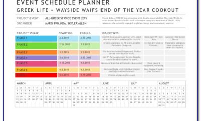 Event Planning Calendar Template 2018
