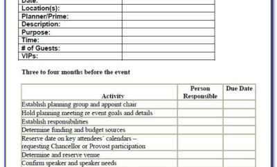 Event Planning Checklist Example