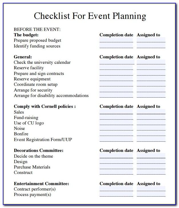 Event Planning Checklist Template Pdf