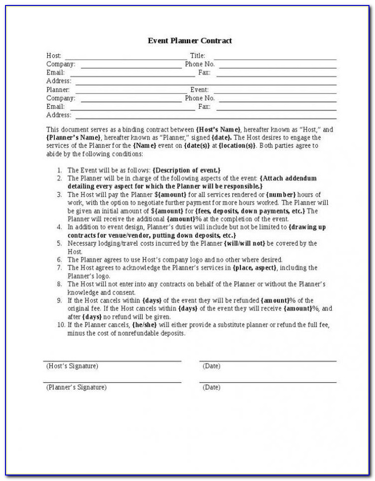 Event Planning Contract Agreement