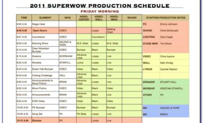 Event Production Schedule Sample