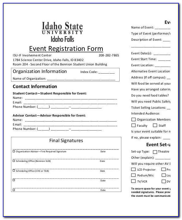Event Registration Form Template Excel