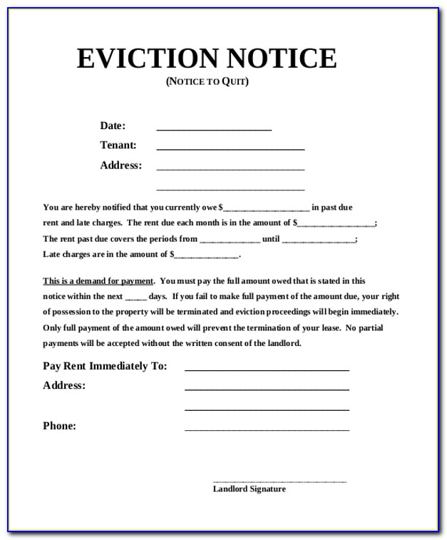 Eviction Notice Form Letter Free