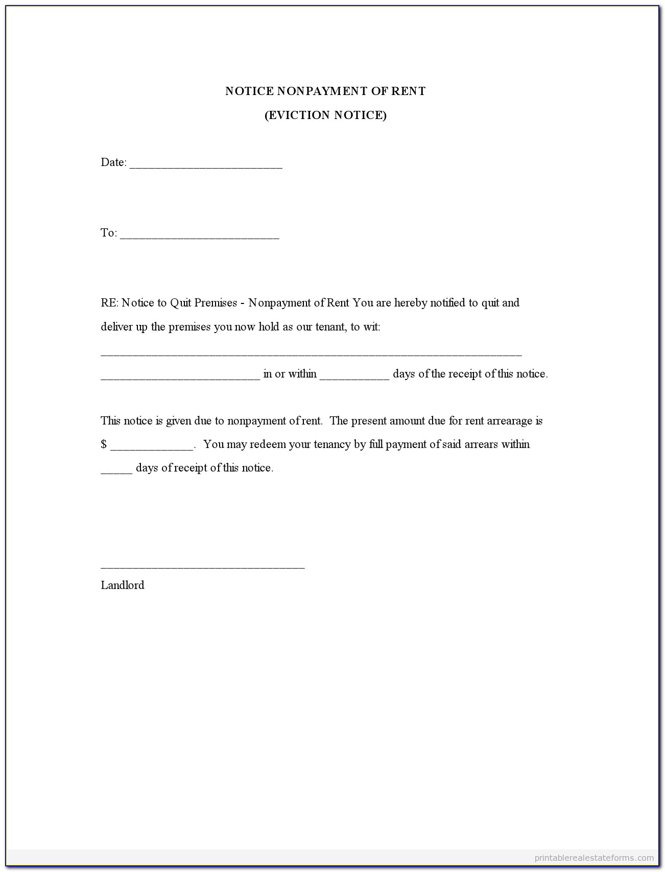 Eviction Notice Template Pa