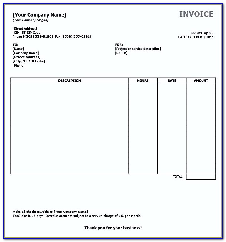 Example Invoice Word Document Free