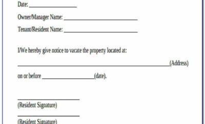 Example Letter Notice To Vacate Rental Property