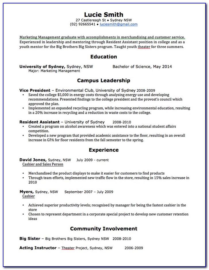 Examples Of Basic Resume Templates
