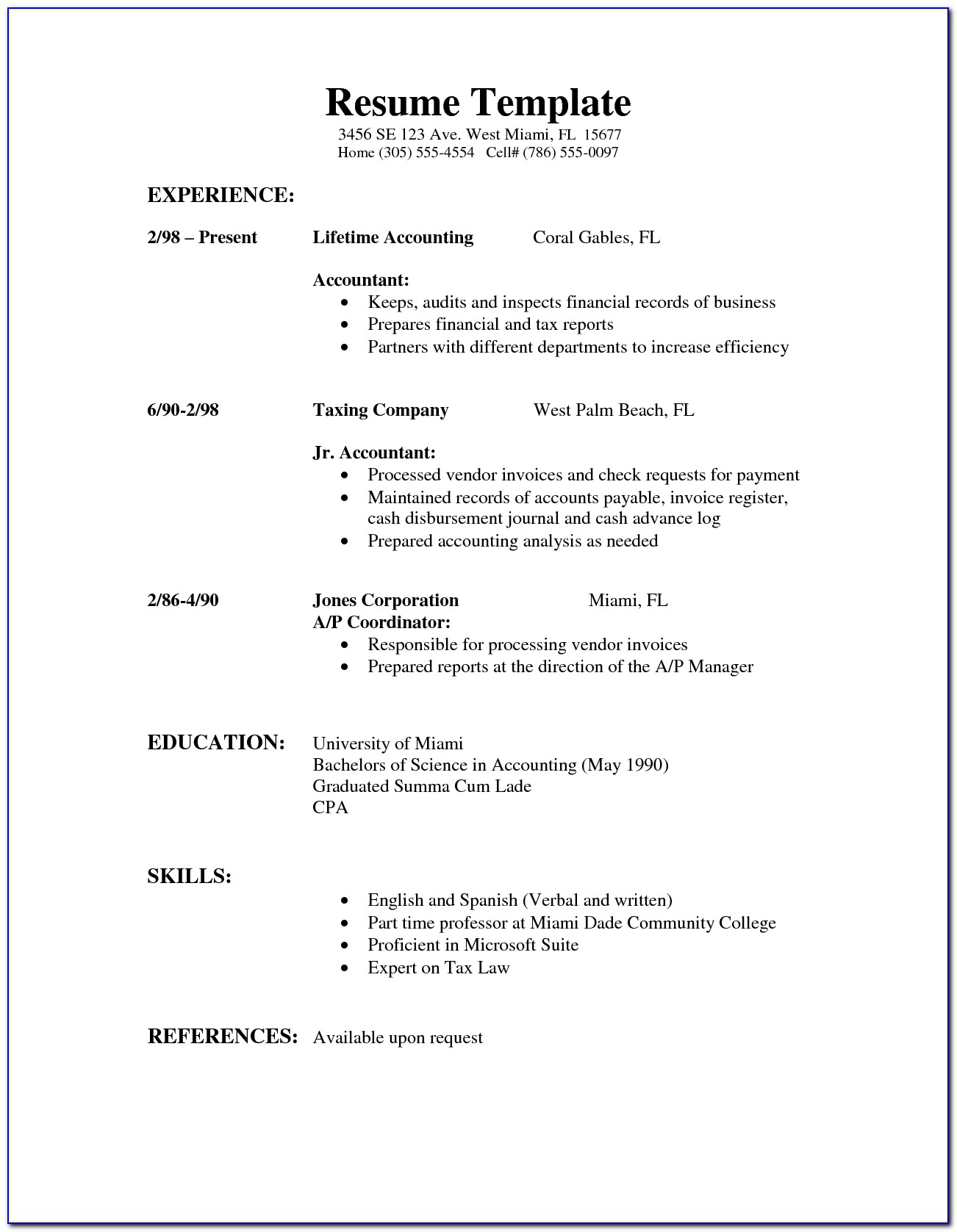 Examples Of Resume Templates