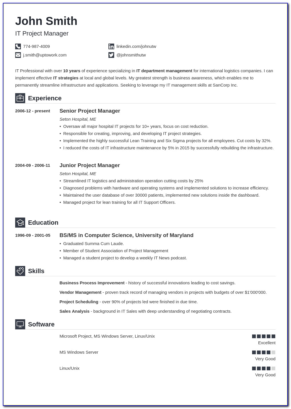 Examples Of Resumes Templates
