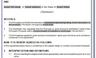 Fmcg Distributor Agreement Format India