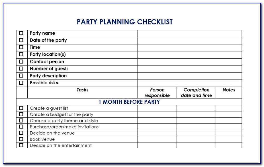 Formal Event Planning Checklist