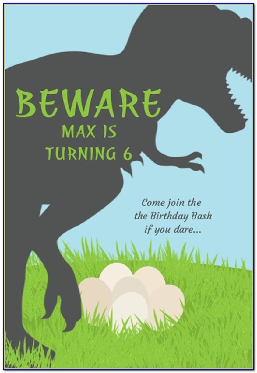Free Dinosaur Birthday Party Invitations Templates