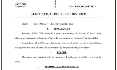Free Divorce Decree Form Texas
