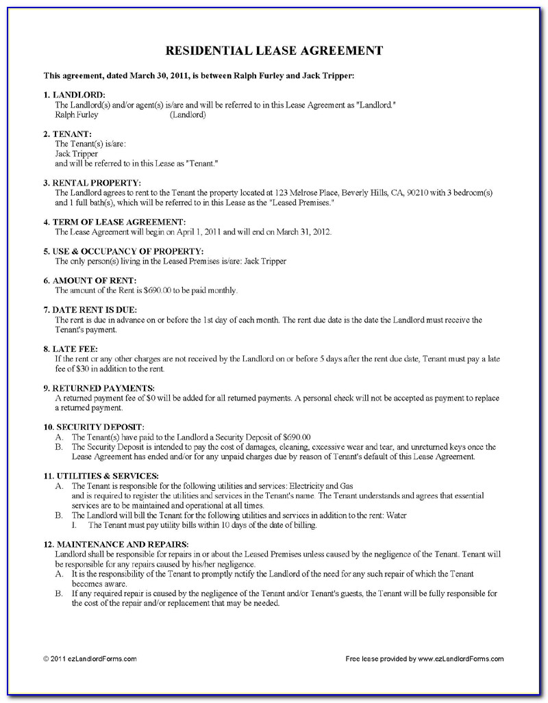 Free Downloadable Lease Agreement Template