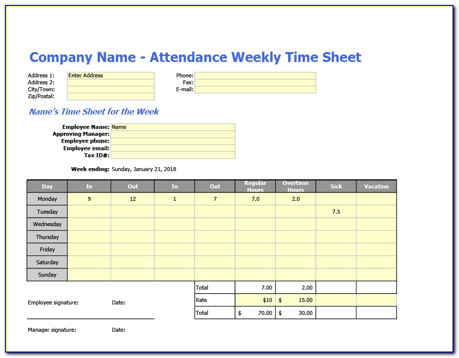 Free Employee Attendance Register Template Excel