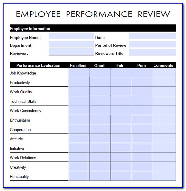 Free Employee Evaluation Form Word