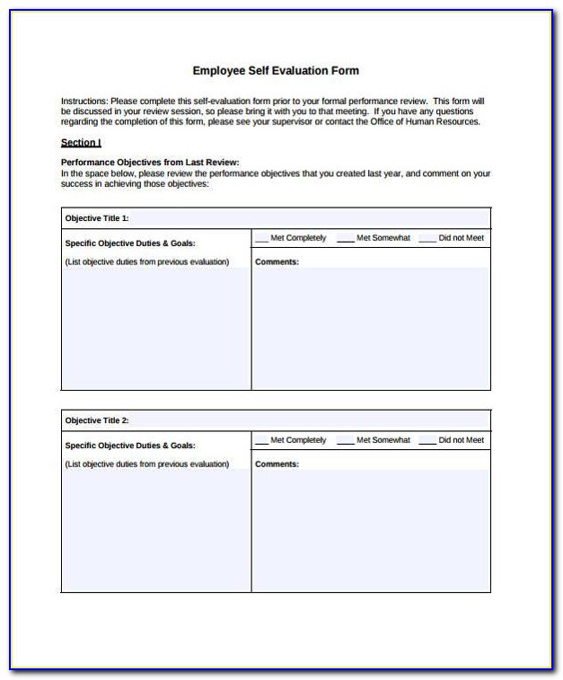 Free Employee Evaluation Forms Pdf