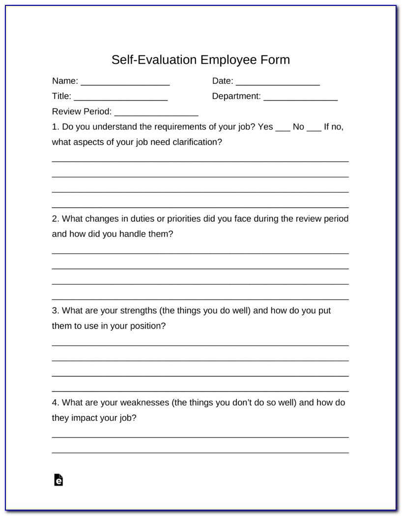 Free Employee Self Evaluation Form Template Word