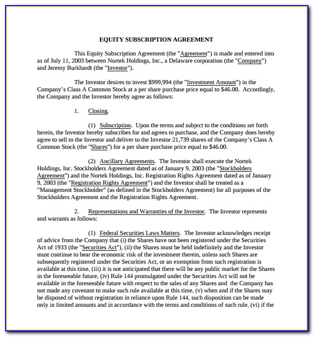 Free Equity Sharing Agreement Template