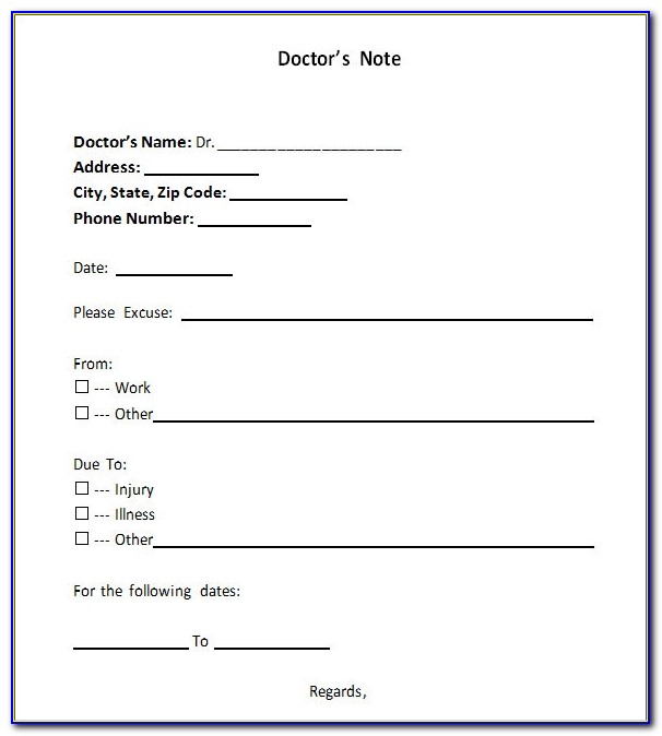 Free Sample Doctors Note For Missing Work