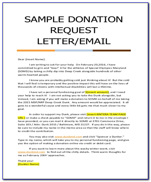Free Sample Donation Request Letter For Non Profit