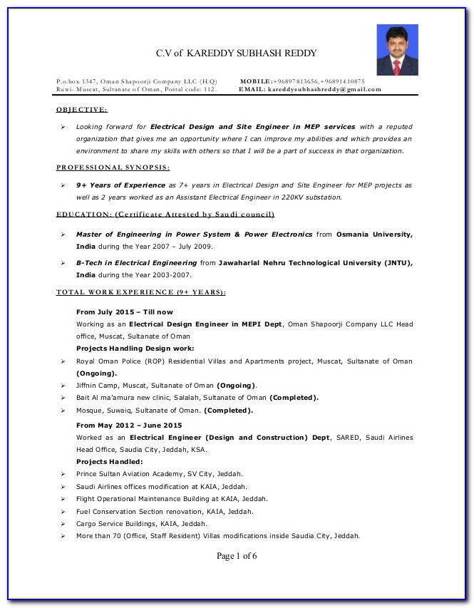 Fresher Electrical Engineer Resume Format Download