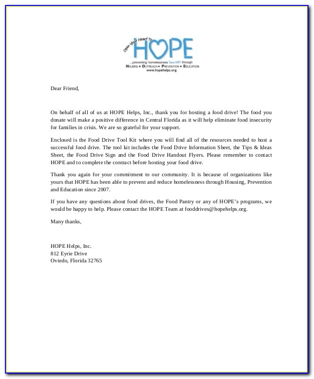 Fundraising Thank You Letter