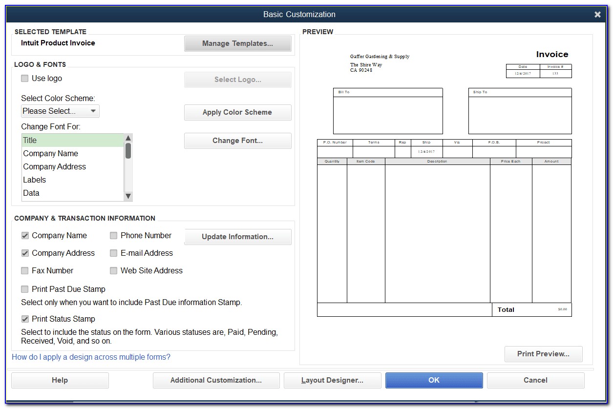 How To Set Default Invoice Template In Quickbooks 2017