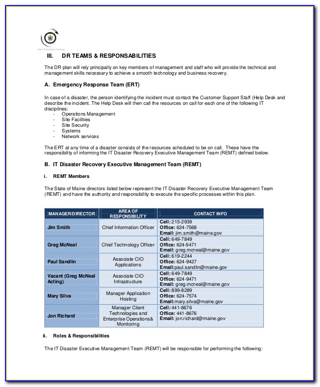 Natural Disaster Contingency Plan Template
