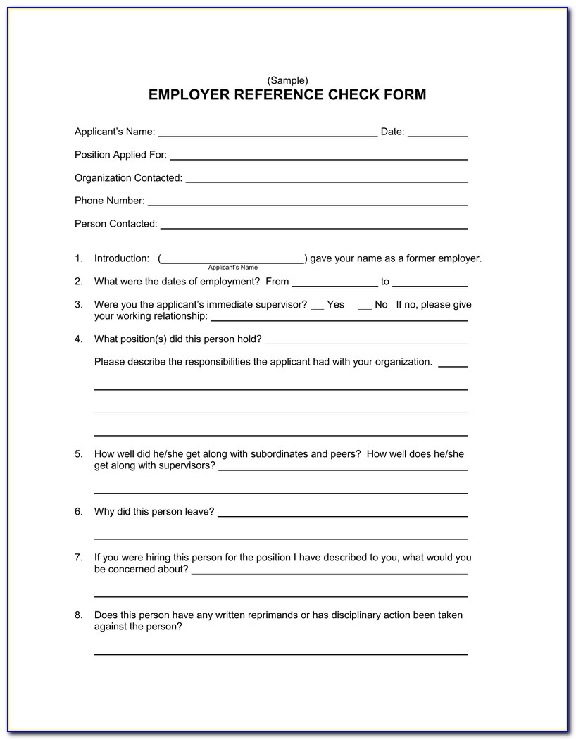 New Employee Reference Check Form