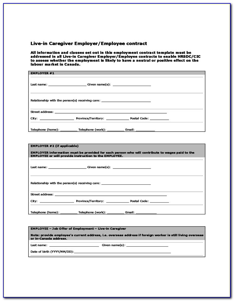 Part Time Employment Contract Template Canada