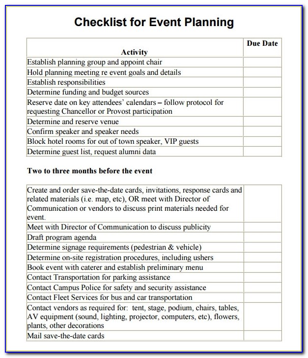 Party Planner Checklist Template Free
