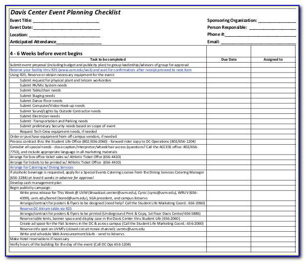 Party Planning Checklist Template Free