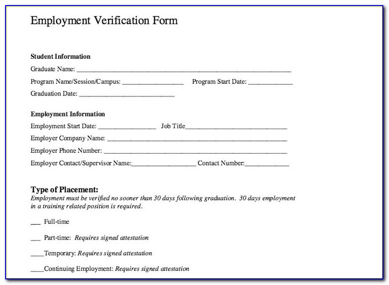 Previous Employment Verification Form Template
