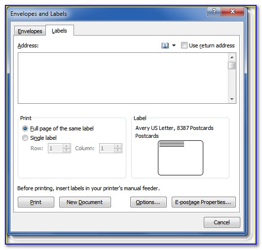 Printing Envelope Labels In Microsoft Word 2007