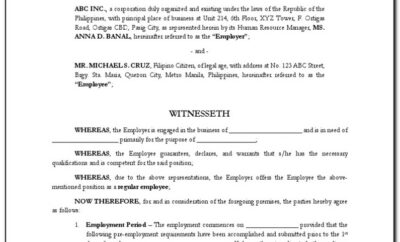 Project Employee Contract Sample Philippines