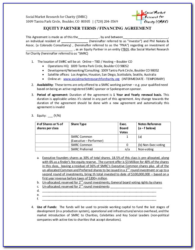 Real Estate Equity Share Agreement Template