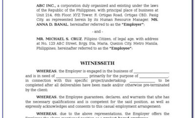 Regular Employee Contract Sample Philippines