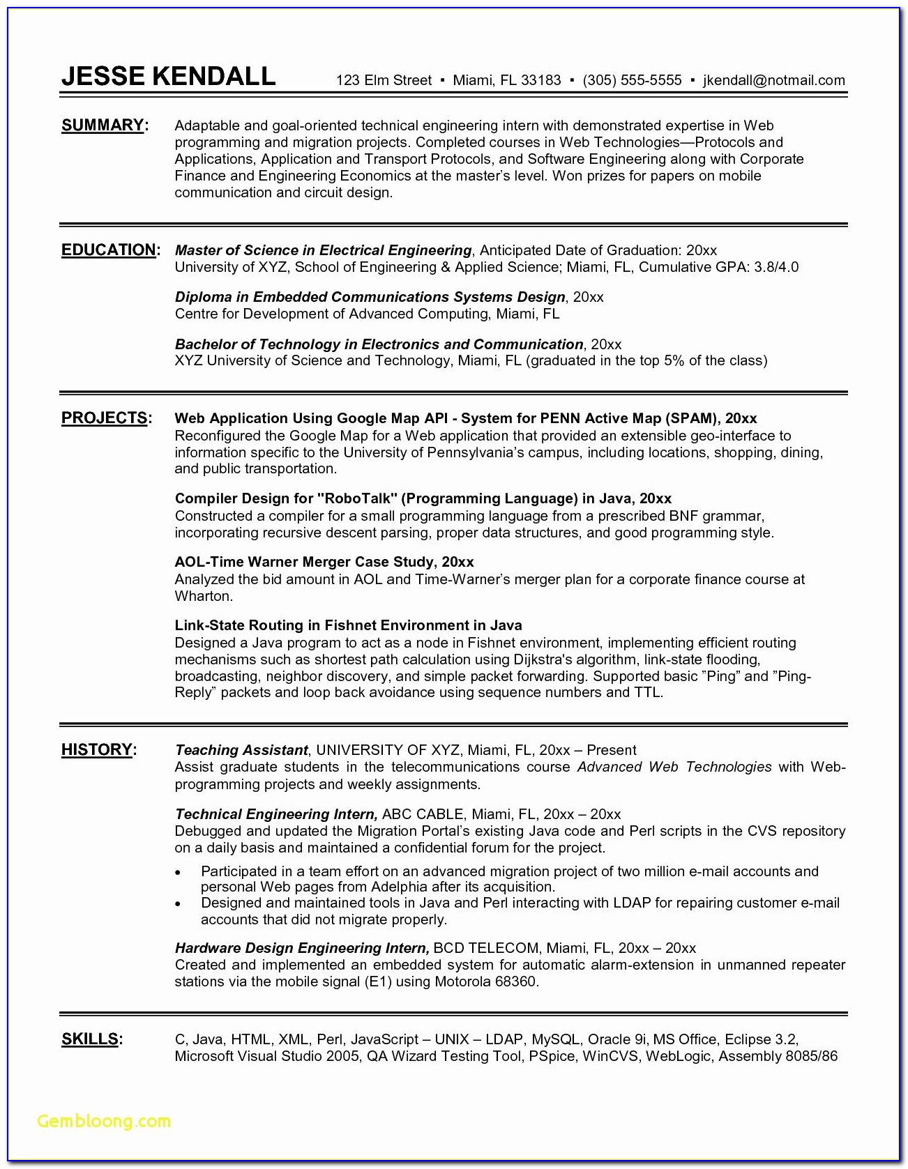 Resume Format For Experienced Electrical Engineer Pdf