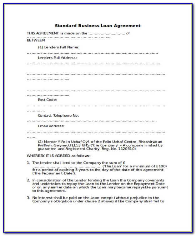 Sample Contract Agreement For Borrowing Money