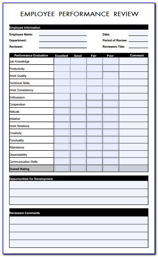 Sample Employee Evaluation Form