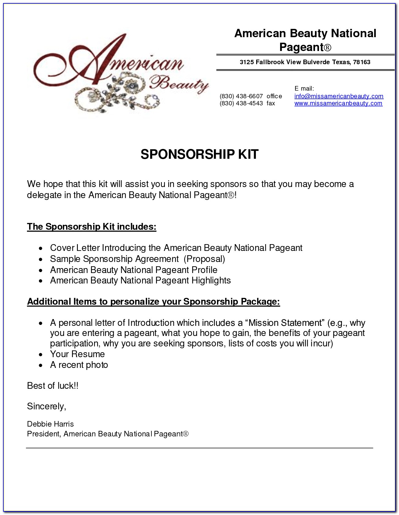Sample For Sponsorship Proposal