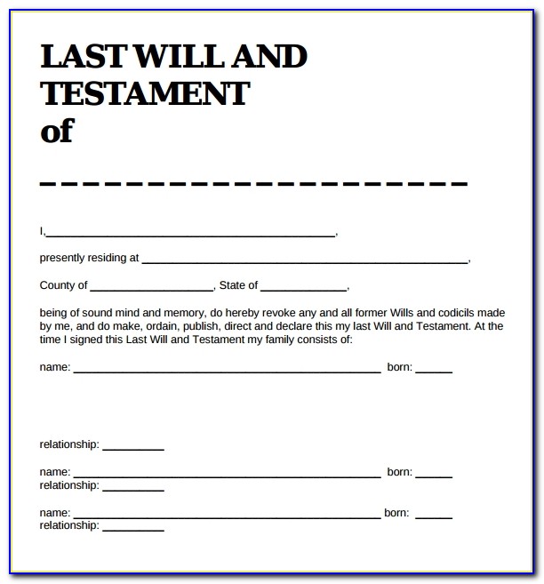 Sample Last Will And Testament Forms