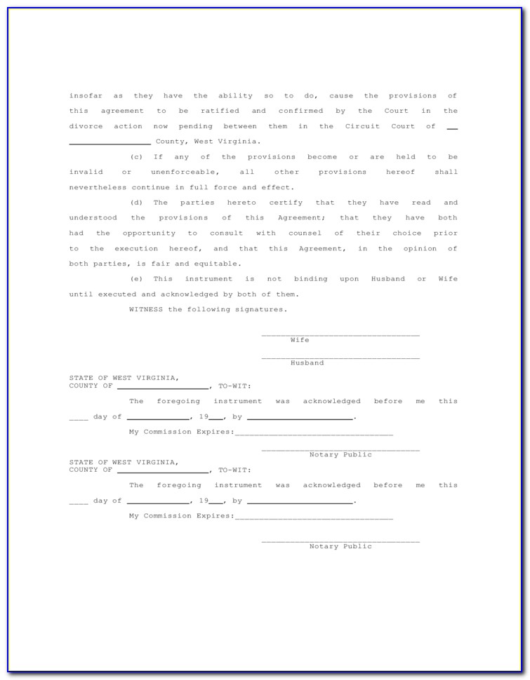 Texas Divorce Property Settlement Form