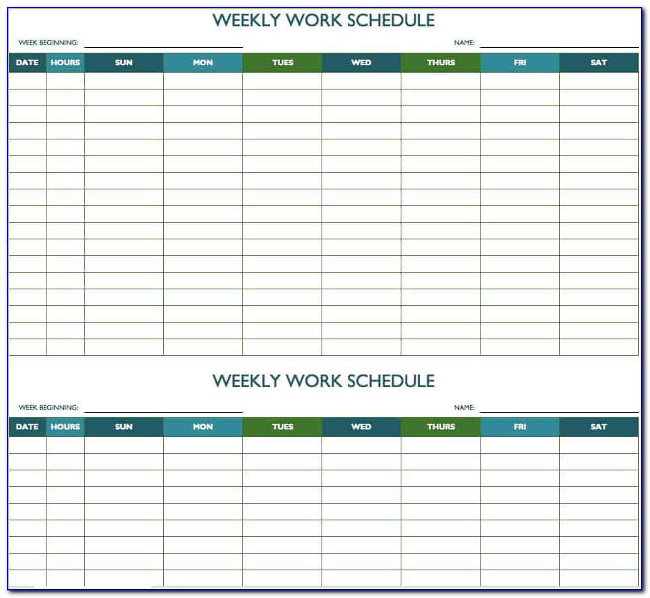 employee weekly work schedule template