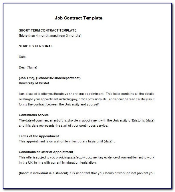 Work Contract Sample Uk