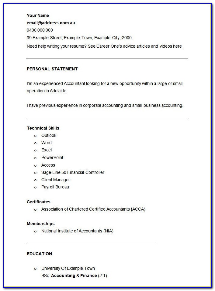 Accounting Resume Template Word