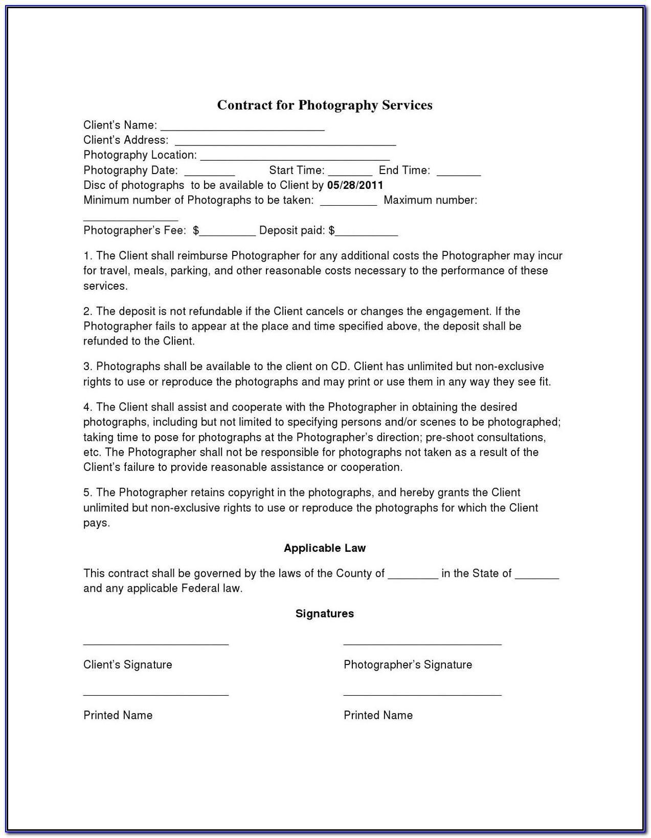 Agreement Contract Template Uk Free